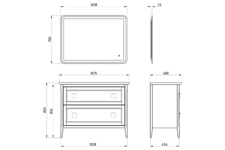 Зеркало (104х75)  ASB-Woodline Марика 105 12220
